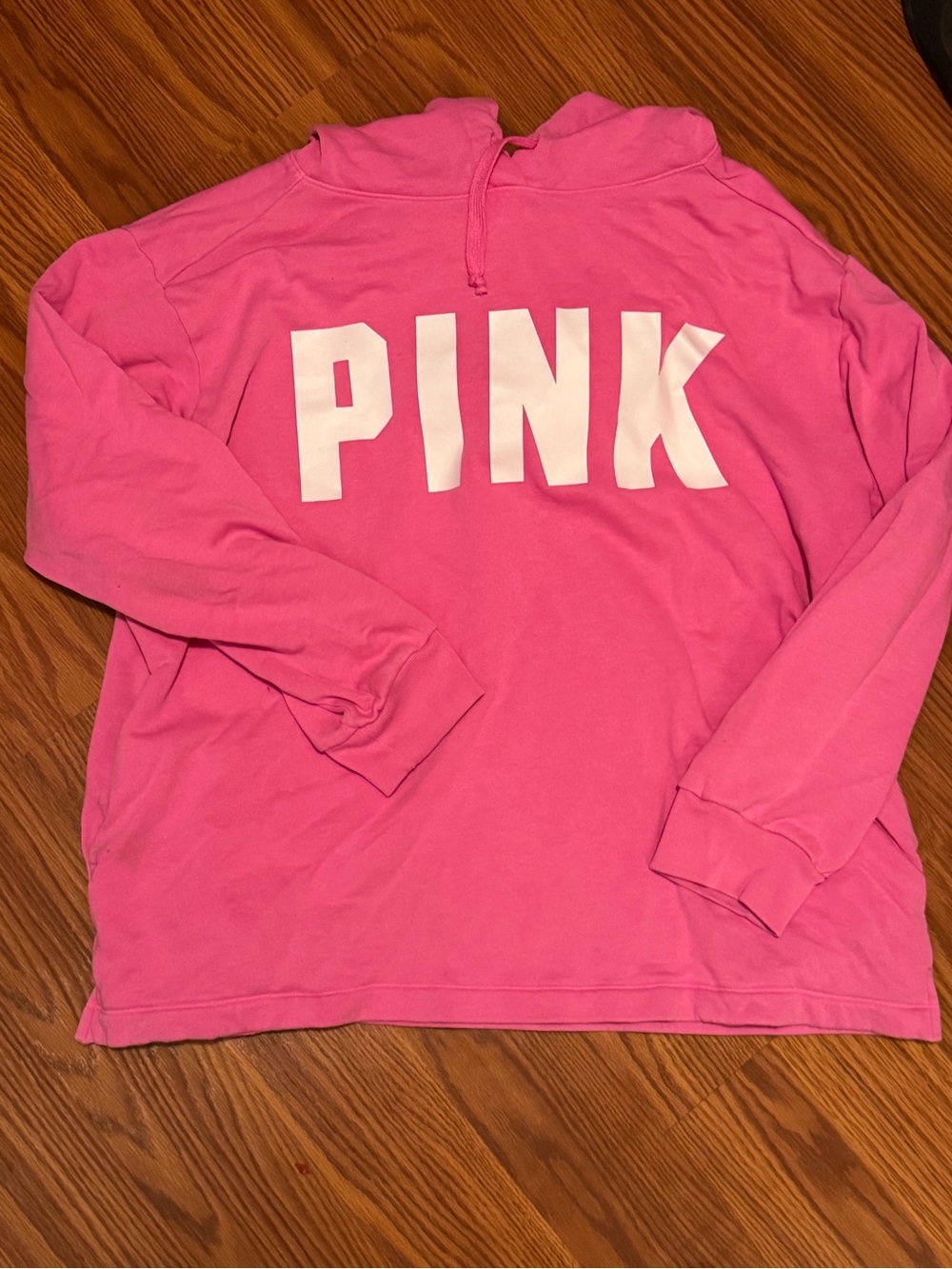 PINK Victoria's Secret Hot Pink Pullover Hoodie with White Logo